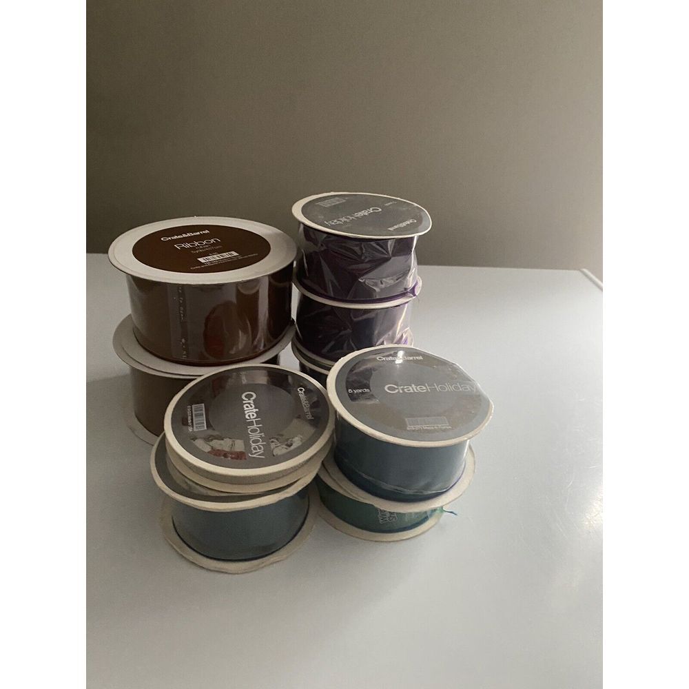 Lot of 10 Crate & Barrel Ribbons - 5 & 10 Yards Jade Purple Burgundy